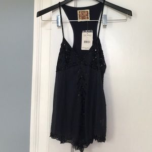 NWT Free People Navy Racerback Tank Size 2